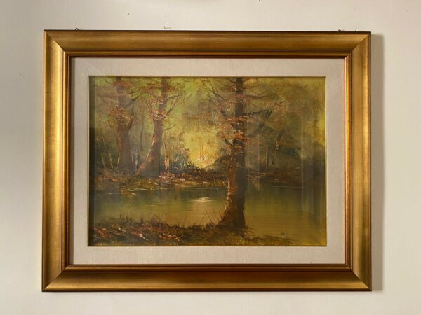 QUADRO CON CORNICE COLORE ORO "LAGO ALBERATO"